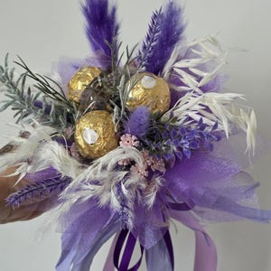 Mini Chocolate and flower bouquet gift for women,Thank You Gift,Birthday gift for her,Ferrero bouquet gift flowers,cute postal treat gift