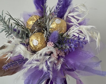 Mini Schokolade und Blumenstrauß Geschenk für Frauen, Danke Geschenk, Geburtstagsgeschenk für sie, Ferrero Strauß Geschenk Blumen, niedliches Postgeschenk Geschenk