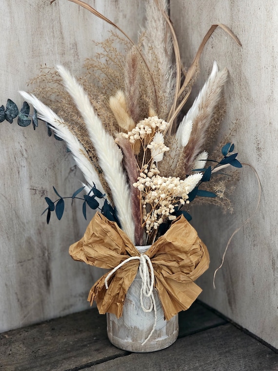 50 Pezzi Erba Della Pampa Essiccata - Bouquet Naturale Per Decorazione Casa E Matrimoni (Rosa E Bianco) - Foto 3