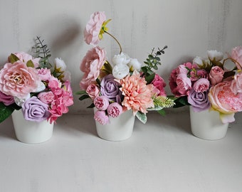 Wedding table decor floral arrangement,Party Table centrepiece,Silk flower arrangement,pink peonies roses,home table decor,flower decoration