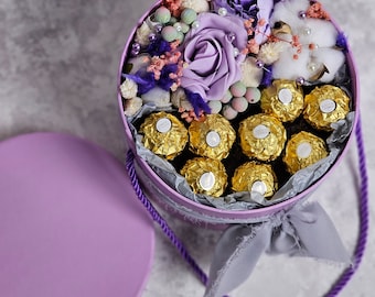 Cesta de chocolate dulce de lujo, caja de dulces, ramo de flores, regalo para su cumpleaños, Navidad, boda, regalo para mamá, regalo de ocasión, Ferrero Rocher