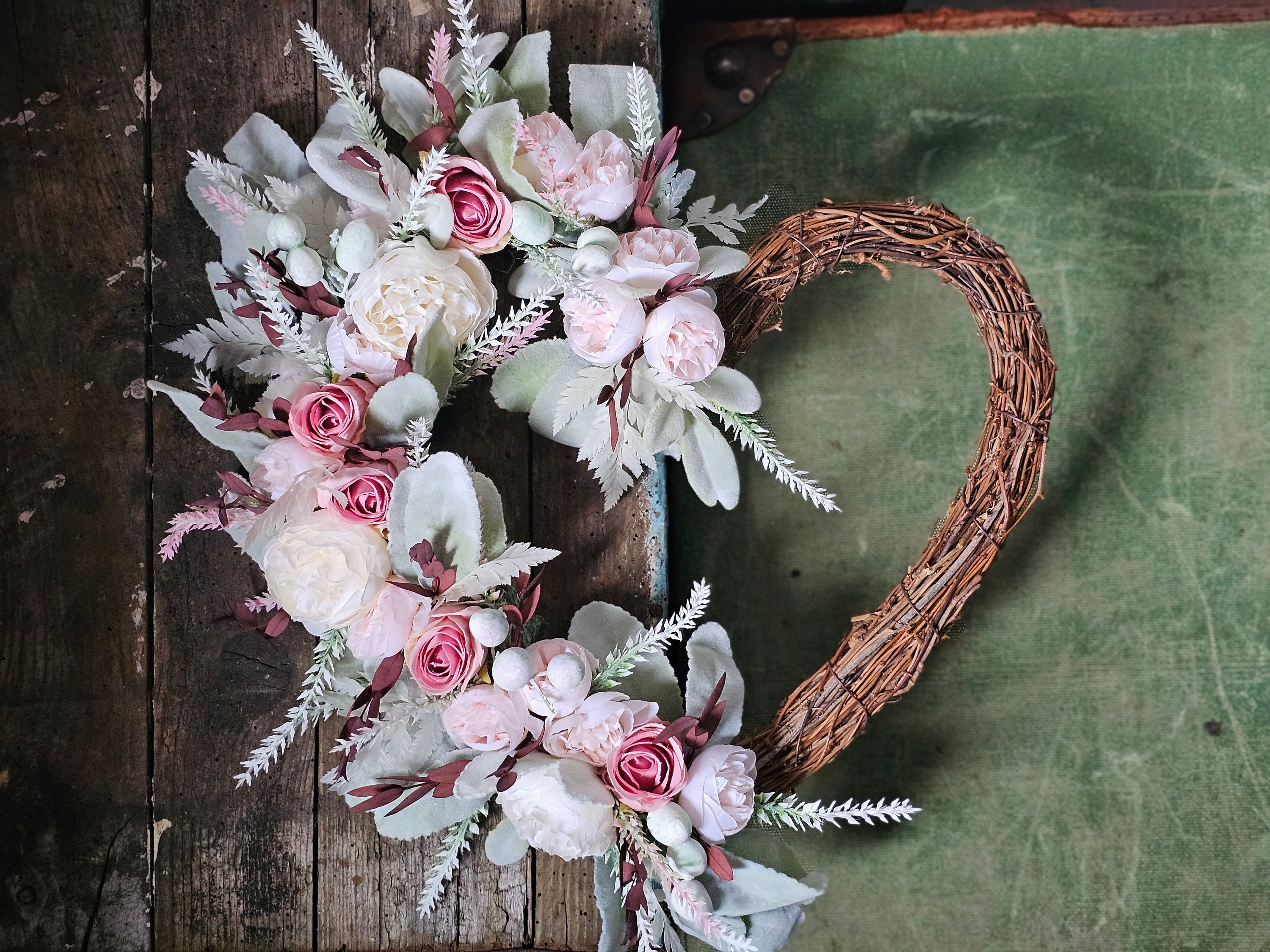 2 ghirlande di rose artificiali vintage, 2,2 m, ghirlanda di fiori di seta, ghirlanda di fiori artificiali, decorazione per matrimoni, feste, casa, giardino, pareti, Natale, rosa