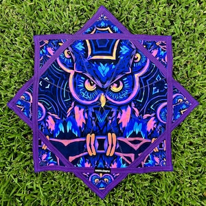Fractal Owl Flow Star - UV Reactive | Double-Sided | Zig-Zag Stitch - by PLURfect Studios