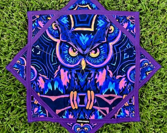 Fractal Owl Flow Star - UV Reactive | Double-Sided | Zig-Zag Stitch - by PLURfect Studios