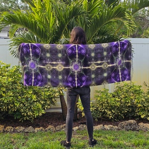 Kaleidoscope Reversible Rave/Festival/EDM Pashmina - Purple/Green/Gold  - by PLURfect Studios