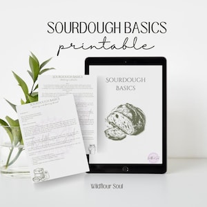 Conceptos básicos de masa madre Descarga digital imprimible: guía para principiantes Consejos y términos clave para hornear pan casero Elaboración de pan casero