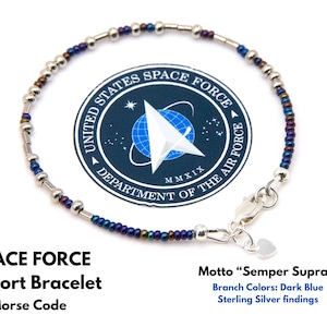 Pulseira em Código Morse da Força Espacial dos EUA, Semper Supra, Prata de Lei, Joias Militares, Código Morse, Mãe da Força Espacial