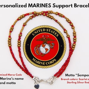 U.S. MARINE CORP Morse-Code-Armband, US-Militärschmuck, personalisierte Geschenkidee, Marine-Mutter-Geschenk, Marine-Freundin-Armband