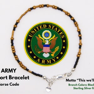 U.S. ARMY Motto Morse Code Bracelet, U.S. Military Jewelry, Personalized Gift Idea, Army Mom Gift, Army Girlfriend Bracelet