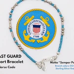 U.S. COAST GUARD Motto Morse Code Bracelet, U.S. Military Jewelry, Personalized Gift Idea, Coast Guard Mom Gift, Coast Guard Girlfriend