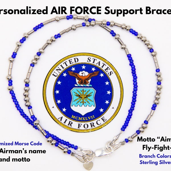 U.S.  AIR FORCE Morse Code Bracelet, U.S. Military Jewelry, Personalized Gift Idea, Airforce Mom Gift, Airforce Girlfriend Bracelet