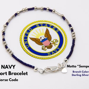U.S. NAVY Motto Morse Code Bracelet, U.S. Military Jewelry, Personalized Gift Idea, Navy Mom Gift, Navy Girlfriend Bracelet