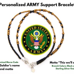 Morsecode armband US ARMY, This We'll Defend, sterlingzilver, militaire sieraden, morsecode, gepersonaliseerd, legermoeder