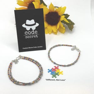 Autism, Autism Awareness Morse Code, Different Not Less, Personalized Jewelry, Autistic, Autism Mom Gift, Puzzle Piece