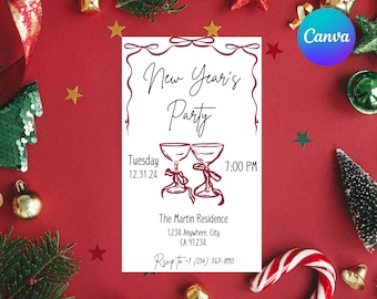 NEW YEAR MEETING プレートセット New Year's Eve Party Minimalistic Invitation Template - Etsy