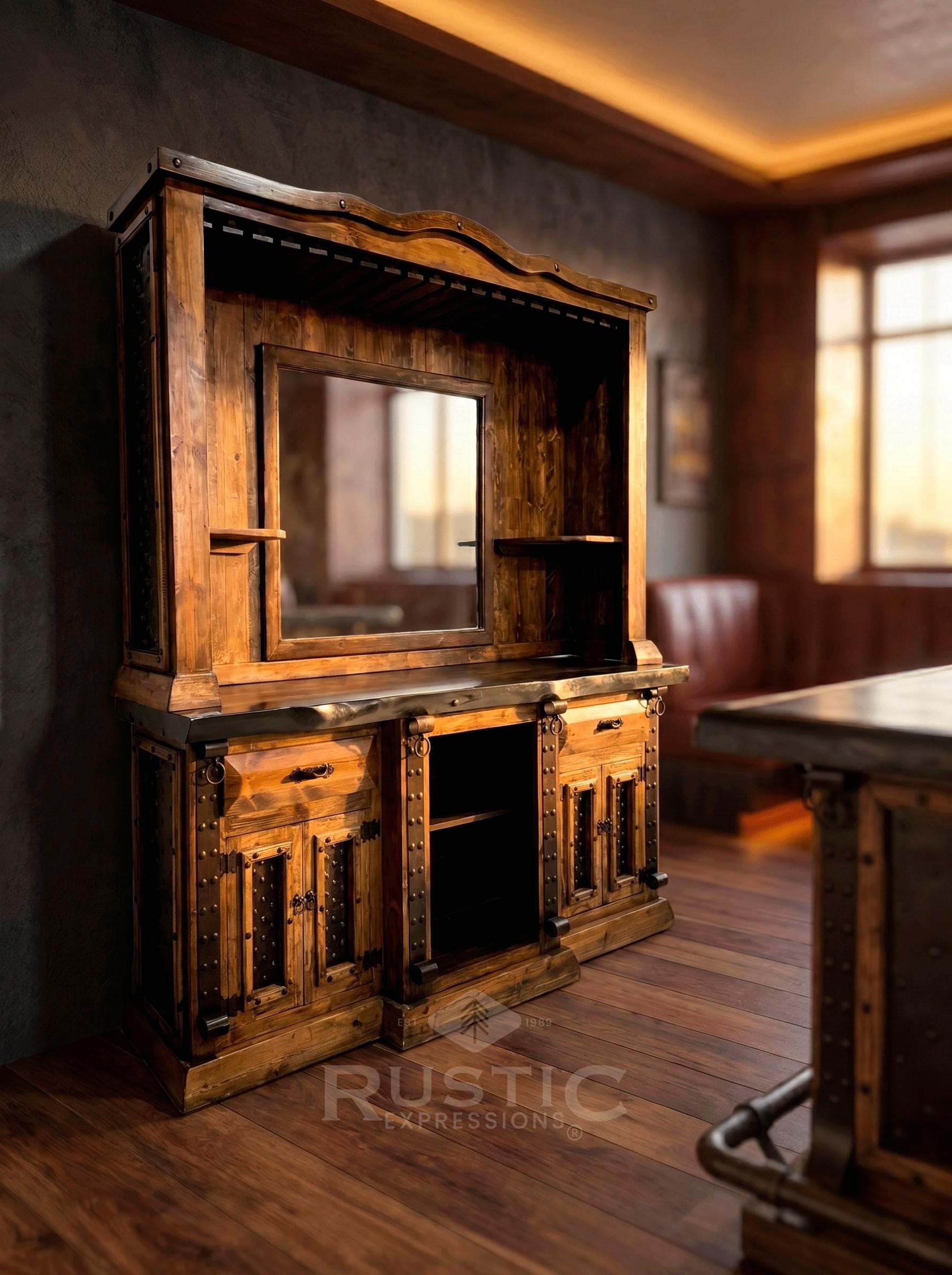 Bar Back Cubbies Virginia Back Bar, Rustic Back Bar Cabinet, Virginia Style Tall Bar ...
