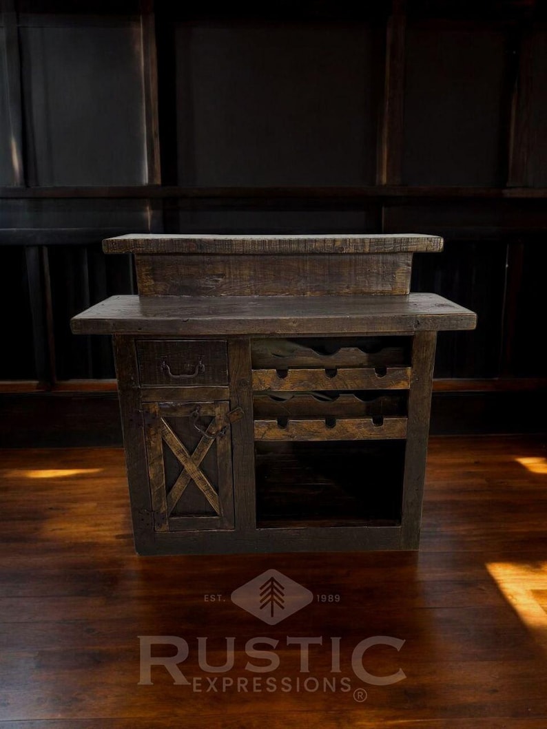 Old Fashion Bar, Handmade Rustic Bar for Home, Vintage Industrial Bar ...