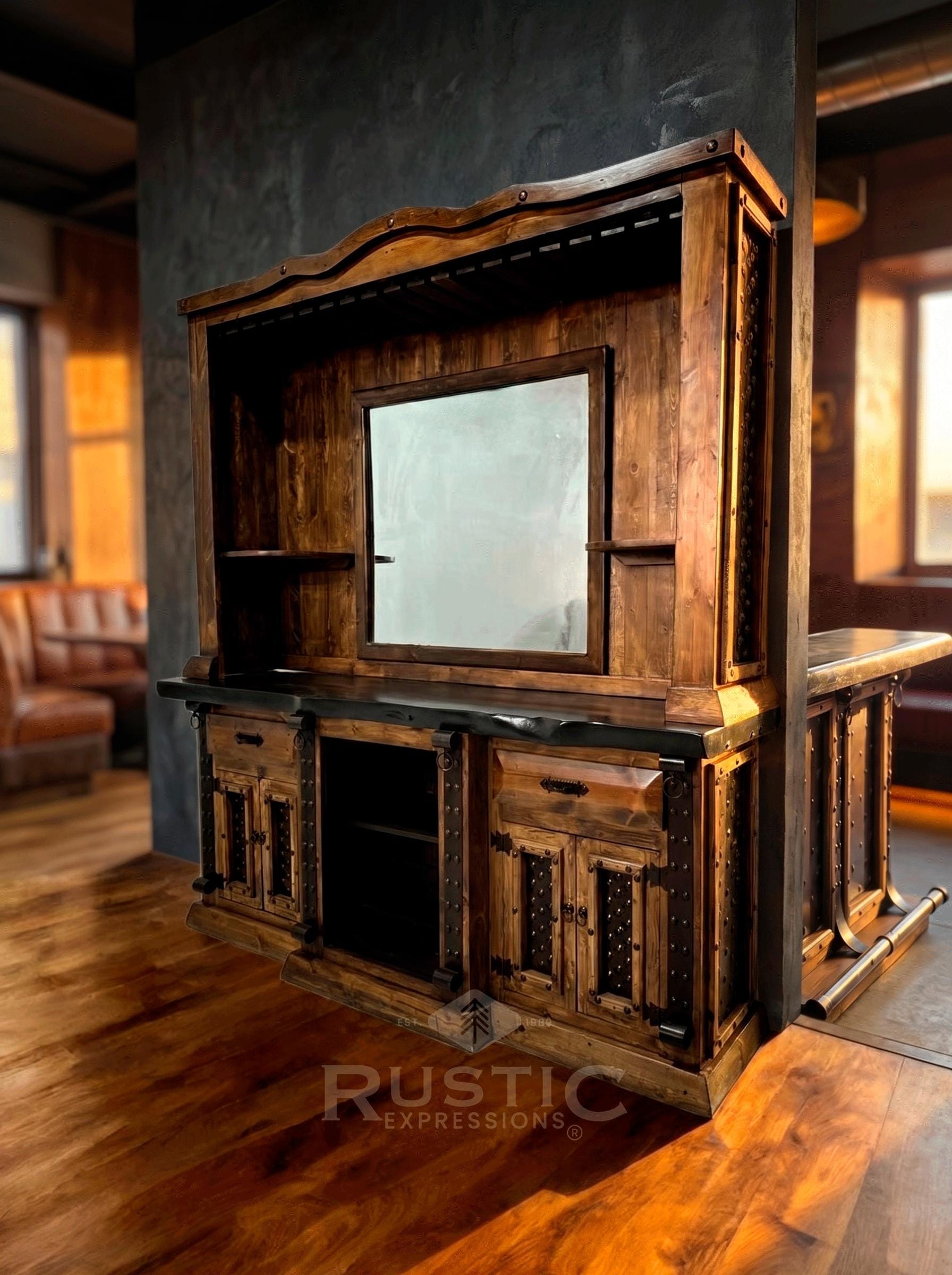 Bar Back Cubbies Virginia Back Bar, Rustic Back Bar Cabinet, Virginia Style Tall Bar ...