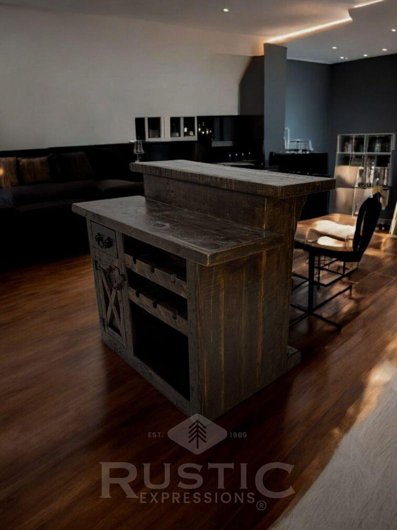 Old Fashion Bar, Handmade Rustic Bar for Home, Vintage Industrial Bar ...