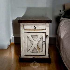 Farm House Nightstand, Vintage Style Farmhouse Nightstand, Country Cottage Nightstand, Distressed Wood Farmhouse Nightstand.