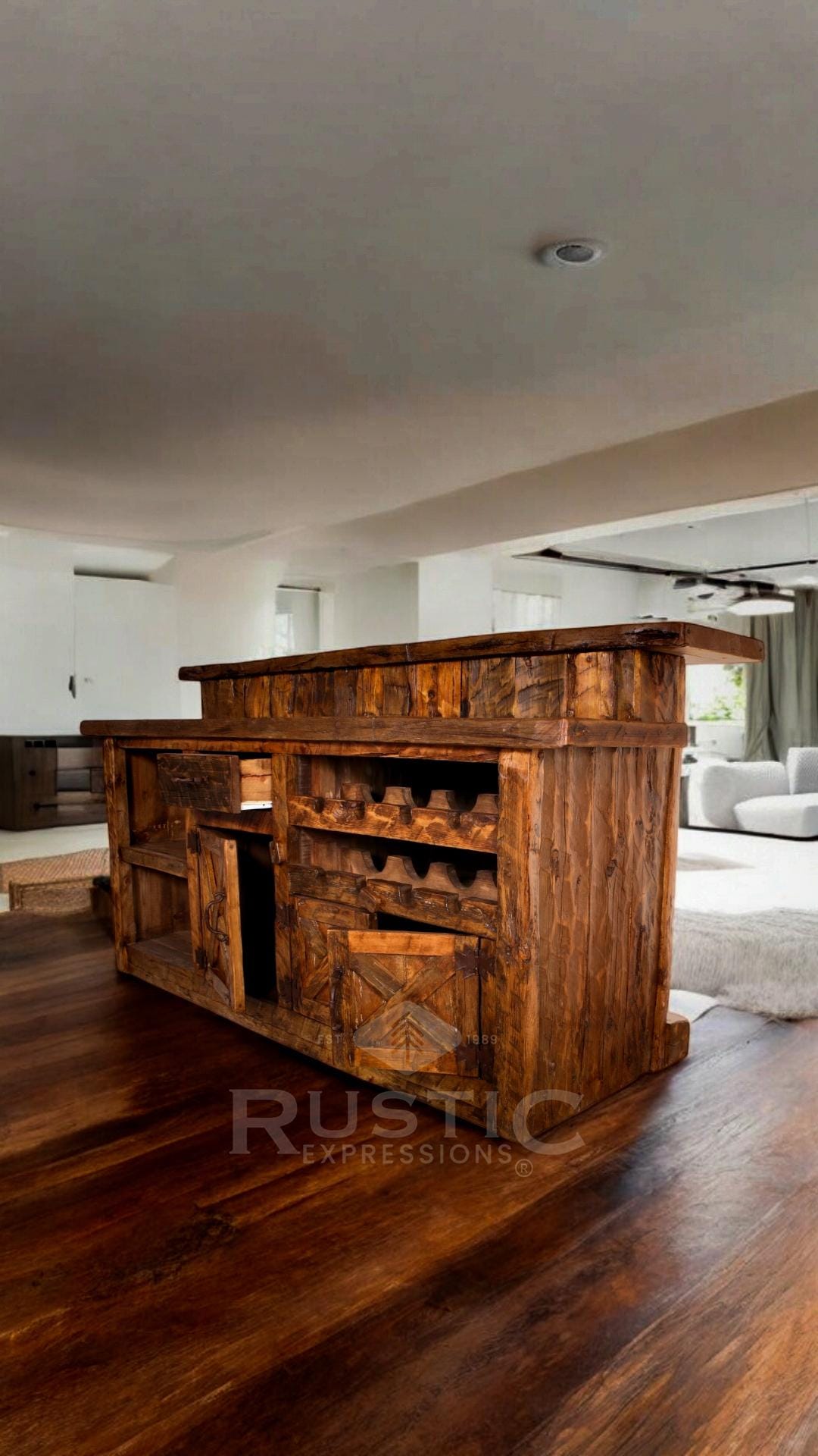 Old Fashion Bar, Handmade Rustic Bar for Home, Vintage Industrial Bar ...