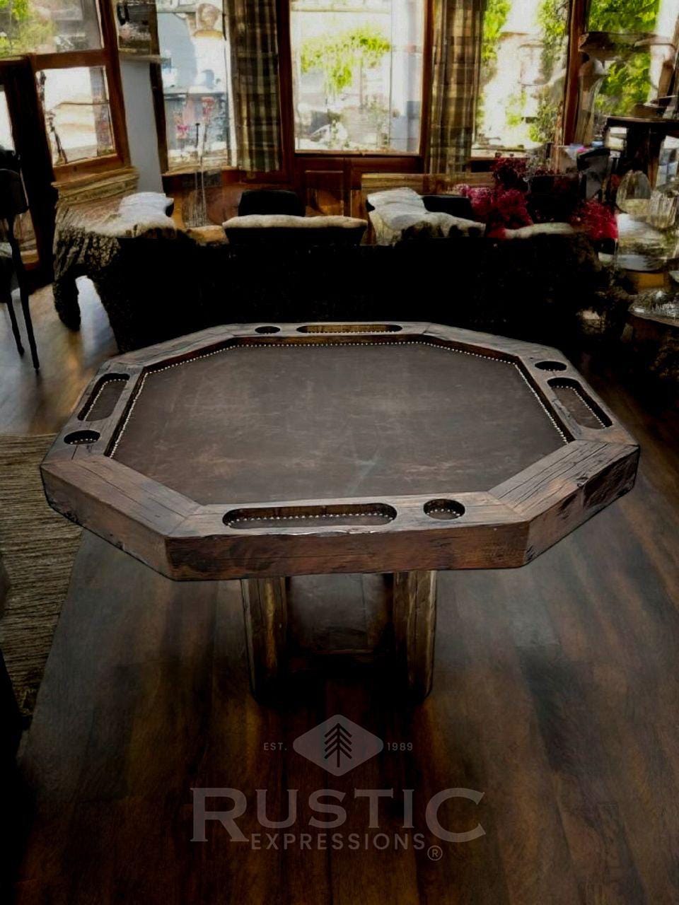 Rustic Poker Machine Old Fashion Poker Table, Rustic Poker Table, Handmade Wooden Game Table ...