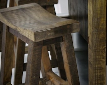 Old Fashion Saddle Stool, Farmhouse Style Decor, Western counter stool, Vintage stools.