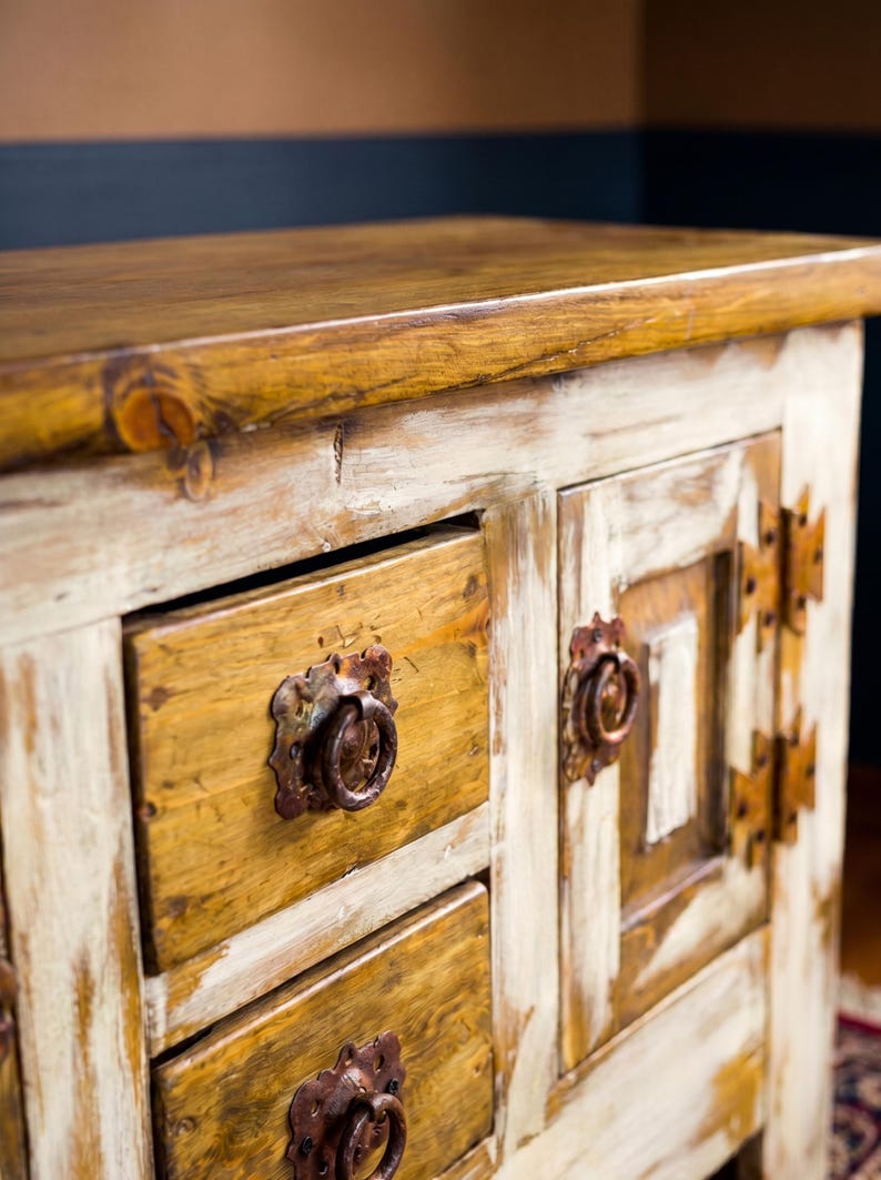 Mini Pokemon - Rustic Wooden Console Table for Living Room & Entryway - Handmade Vintage Mexican Decor image 7