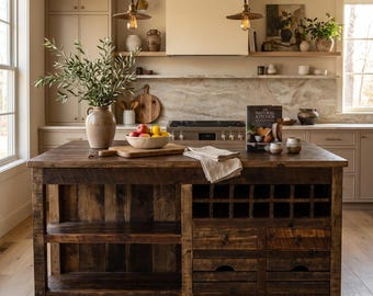 Nevada Kitchen Island, Rustic Kitchen Island, Reclaimed Wood Kitchen Island, Solid wood kitchen island, Custom made kitchen island.