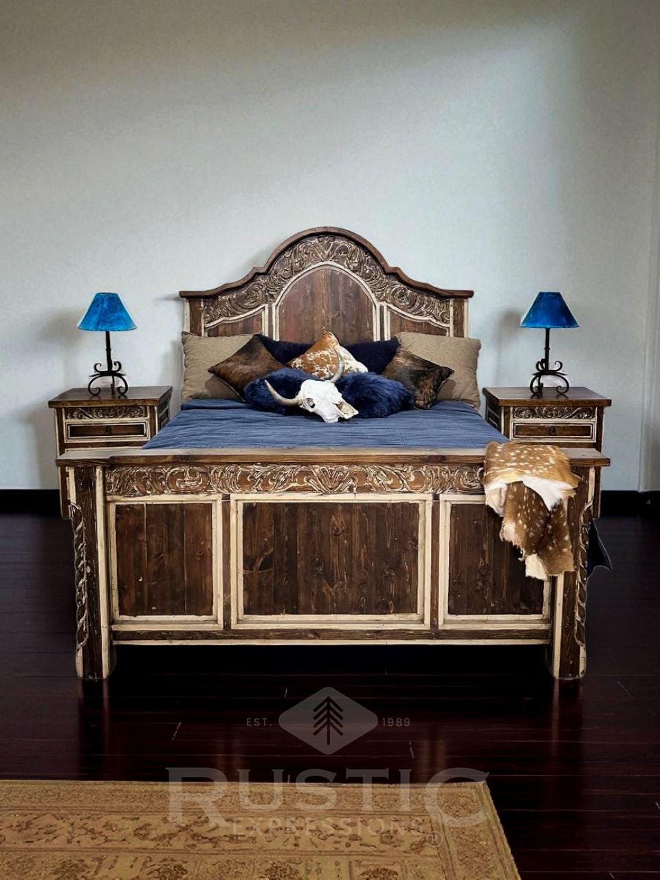 Regency Bed, Handmade Rustic Solid Wood Bed Frame, Solid Wood Frame for ...