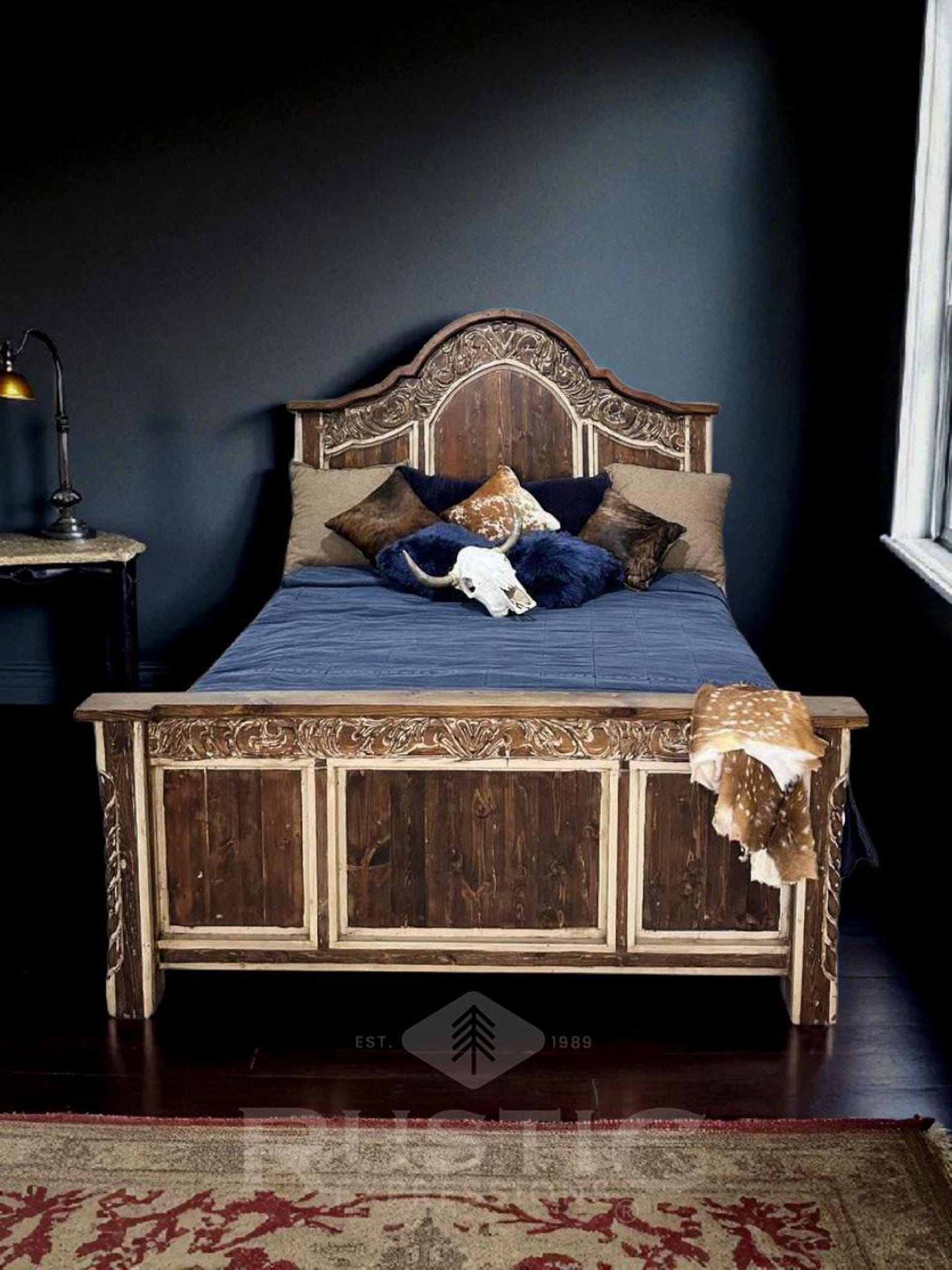 Regency Bed, Handmade Rustic Solid Wood Bed Frame, Solid Wood Frame for ...