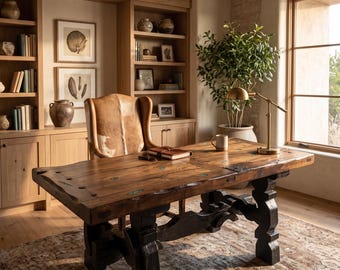 Rancho Mezquite Desk, Live Edge Wood Desk, Handmade Executive Desk, Southwestern Style Desk, Unique Rustic Desk