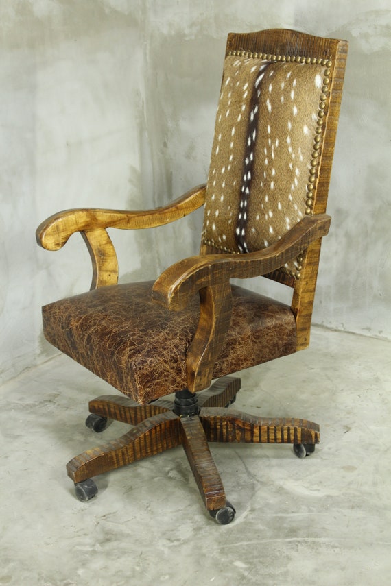 Axis Desk Chair Rustic Office Chair Executive Chair Rustic Desk Chair Etsy