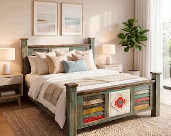 Florida Bed, Rustic Solid Wood Queen & King Sizes, Solid Wood Frame, Farmhouse Bed, Minimalist Handmade Bed King/Queen