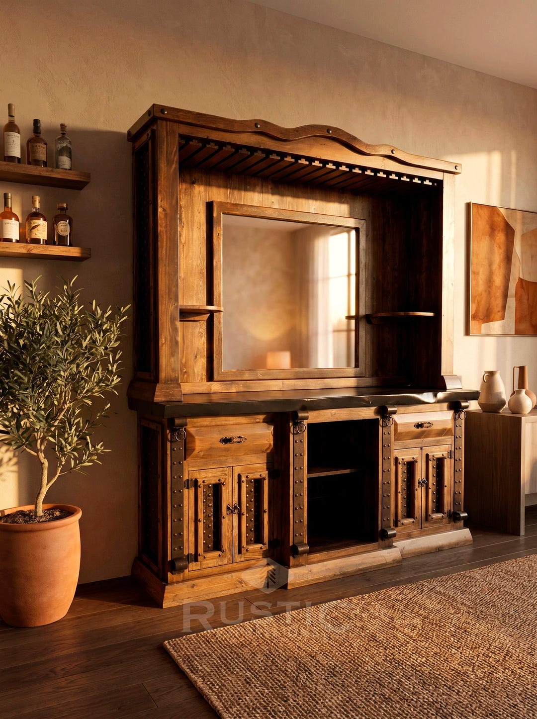 Bar Back Cubbies Virginia Back Bar, Rustic Back Bar Cabinet, Virginia Style Tall Bar ...