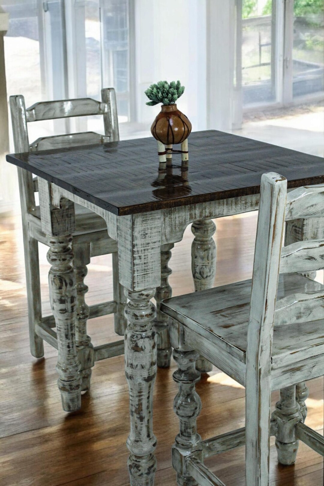 Farm Pub Table - Rustic Wood Dining Table - Distressed High Top Table ...