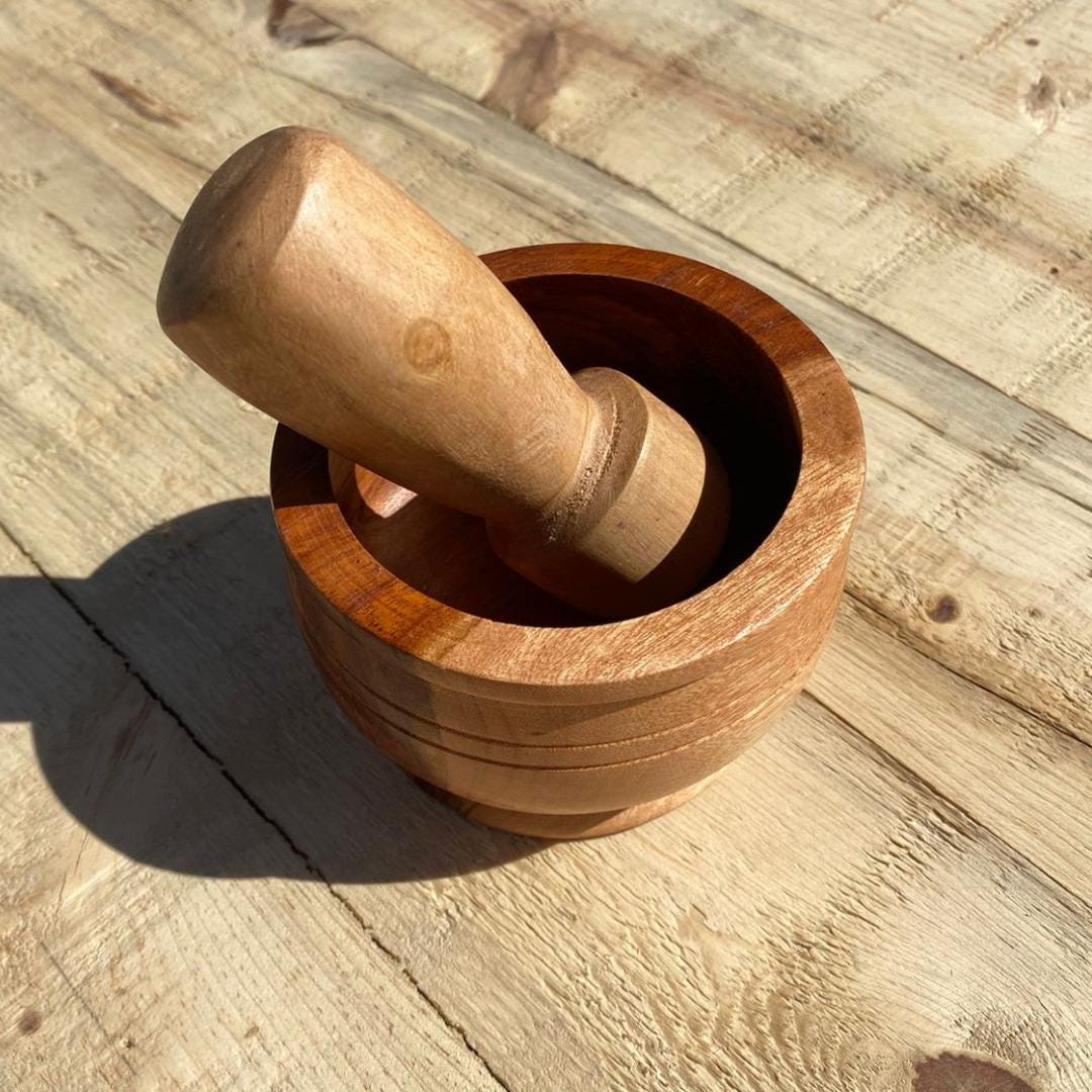 Wooden Mortar and Pestle —Rustic Furniture Farm House Wood Western