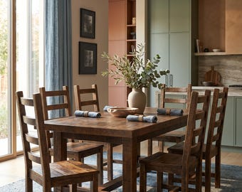 Set Old Fashion Nevada Dining Table & Chihuahua Chairs, Rustic Farmhouse Dining Set, Rustic Nevada Table and Chairs.