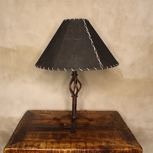 Set Forged Metal Table Lamp with Pigskin