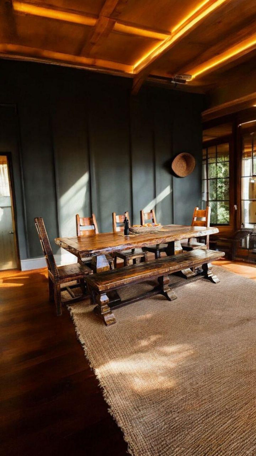 Old Fashion Dining Table + Aztec Chairs + Old Fashion Bench, Handmade ...