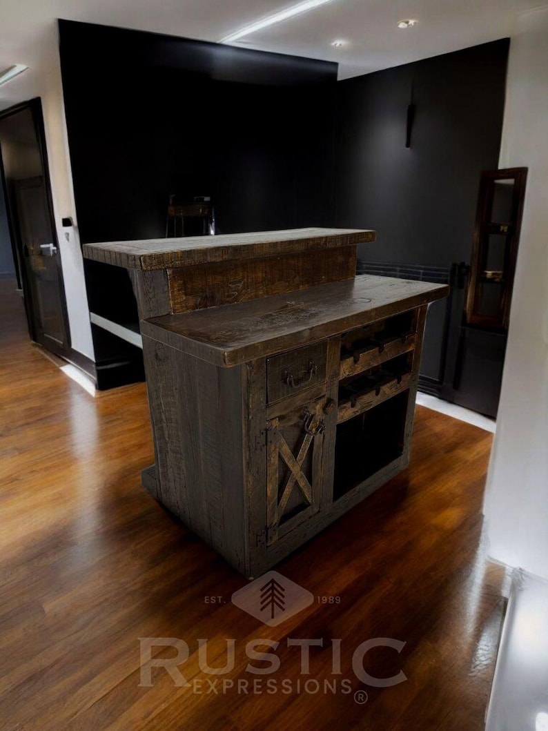 Old Fashion Bar, Handmade Rustic Bar for Home, Vintage Industrial Bar ...