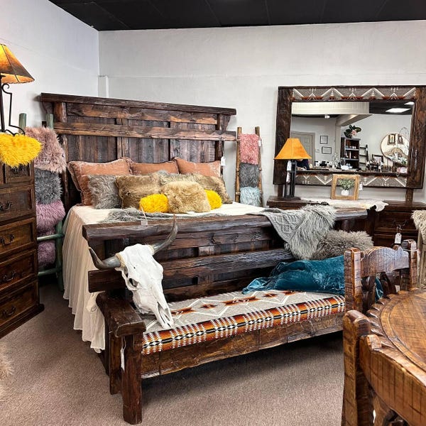 Rustic Bed - Etsy