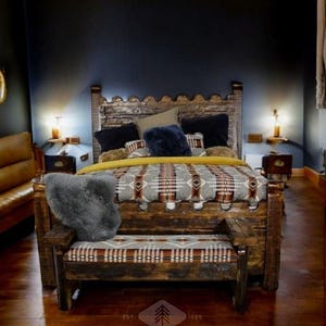 Old Fashion Castillo Bed, Solid Wood Handmade Bed, Handmade Rustic Bedroom Furniture