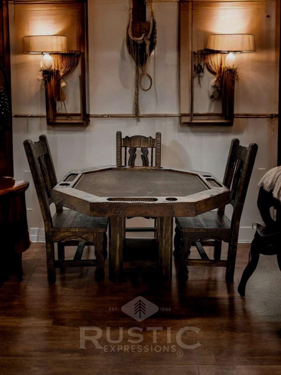 Rustic Poker Machine Old Fashion Poker Table, Rustic Poker Table, Handmade Wooden Game Table ...