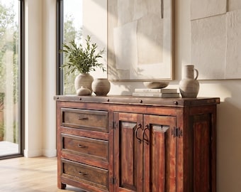 Arizona Buffet, Handmade Rustic Solid Wood Sideboard, Solid Wood Sideboard for Dining Room, Handmade Rustic Storage Cabinet