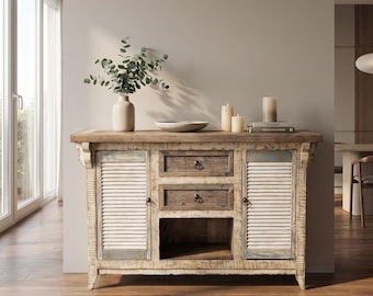 Old Vintage Buffet: Handmade Vintage Style Cabinet Reclaimed Wood Farmhouse