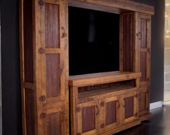 Old Fashion Entertainment, Eco-Friendly furniture, Reclaimed wood tv stand, Solid wood furniture, Timeless rustic entertainment center,