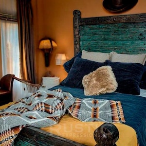 Agave Bed, Rustic Solid Wood Bed Frame, Reclaimed Wood Bed, Unique Rustic Bed Frame, Handcrafted Wooden Bed, Rustic Bedroom Furniture.