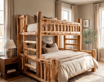 Cedar Log Bunk Beds | Rustic Cedar Bunk Beds, Solid Wood Bunk Bed Frame, Custom Log Bunk Beds, Handcrafted Furniture, Cabin Furniture.