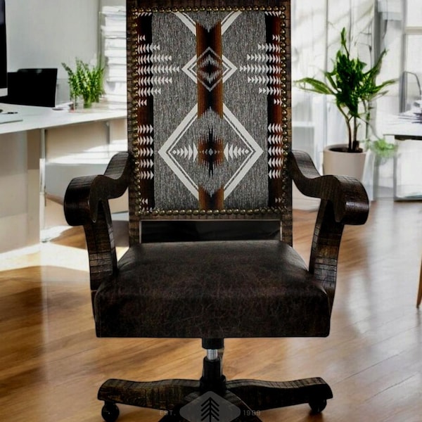 Old Fashion Navajo Desk Chair, Rustic Handmade Wooden Office Chair, Navajo Rustic Desk Chair, Old Fashion Wooden Chair.